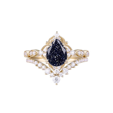 Sterling Silver 10K 14K 18K Gold Pear Shaped Gemstone Engagement Ring