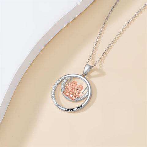 Sterling Silver Sister Pendant Necklace Engraved with Love You