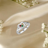 10K 14K 18K Gold Personalized 1-6 Stones Engraved Heart Mother Ring for Mother's Day