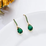 14K Emerald Earrings for Women Real Gold Dangle Drop Created Emerald Earrings Gift for Women Girls Her Mom