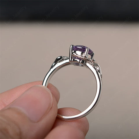 Sterling Silver Round Shaped Gemstone Branch Ring