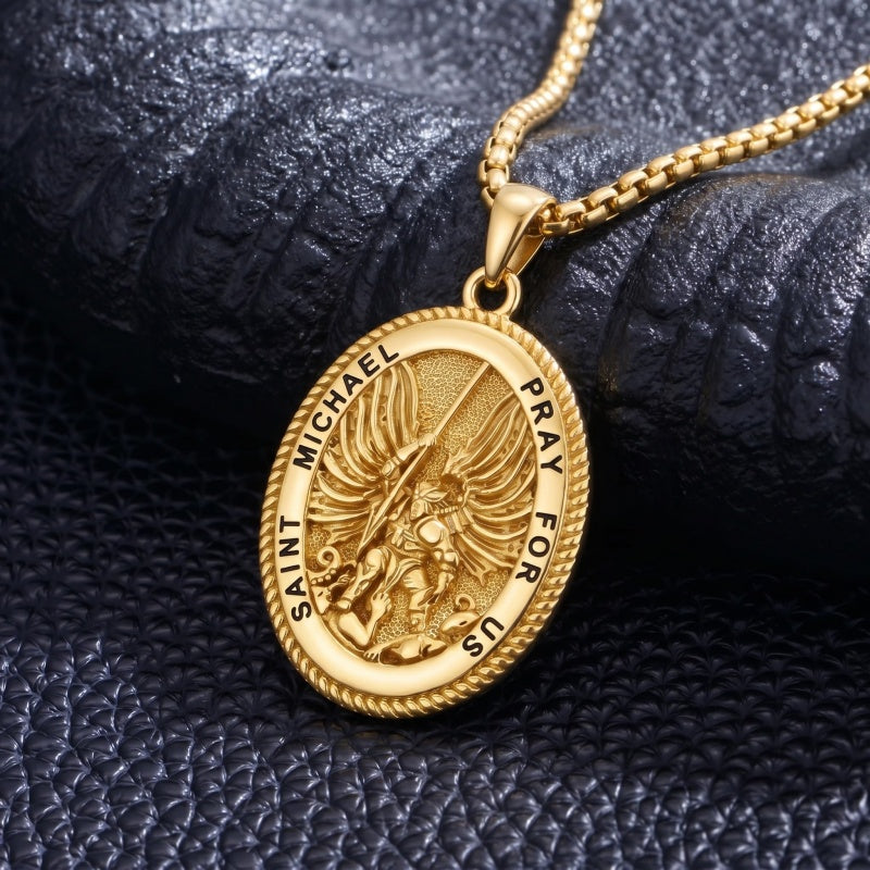 14K Gold PlatedJesus Saint Michael Saint George Saint Jude Pendant Necklace