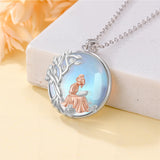Sterling Silver Moonstone Tree of Life Art Book Pendant Necklace for Book Lover