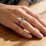 Sterling Silver 2-5 Birthstones Family Ring Gifts for Mother's Day