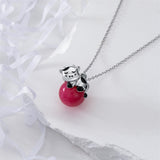 Sterling Silver Rose Quartz Cow Pendant Necklace