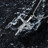 Sterling Silver Wooden Cross Pendant Necklace