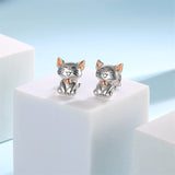 Sterling Silver Animal Stud Earrings:Hypoallergenic Cat Earrings Cute  Stud Earrings Jewelry Gifts for Women Teens Girls