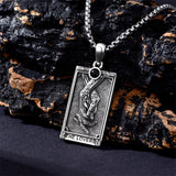 Sterling Silver Obsidian Lover Justice Cat Sun Moon Tarot Card Pendant Necklace