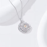 Sterling Silver Mustard Seed Black Cat Hummingbird Cross and Mountain Mountain Turquoise Sun and Moon Pendant Necklace