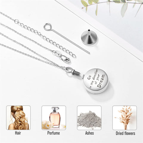 Sterling Sliver Compass Urn Necklace for Ashes