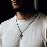 Sterling Silver Crown of Thorn Three Nail Cross Pendant Necklace