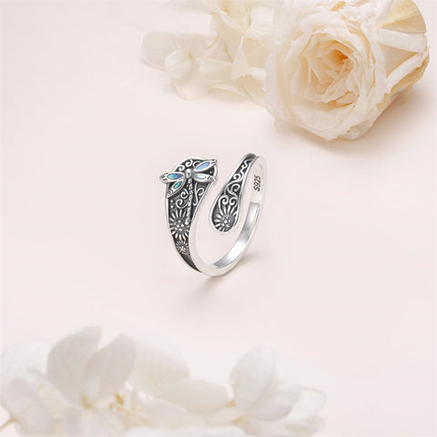 Sterling Silver Oxidized Dragonfly Butterfly Hummingbird Sea Turtle Anchor Cross Tree of Life Sunflower Spoon Ring