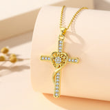 14K Gold Plated Cross Necklace for Women