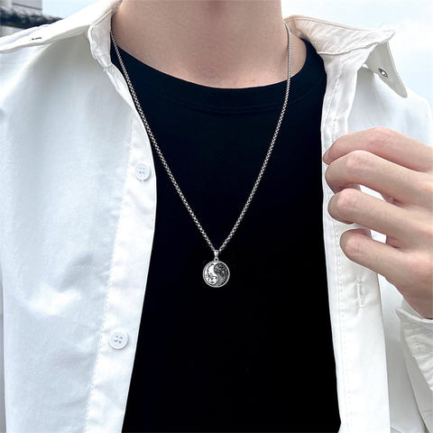 Sterling Silver Yin Yang Wolf Dragon Scorpion Tiger Wolf Phoenix Pendant Necklace