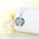 Sterling Silver Crystal Triple Moon Goddess Hamsa Hand Lotus Tree of Life Flower of Life Chakra Pendant Necklace