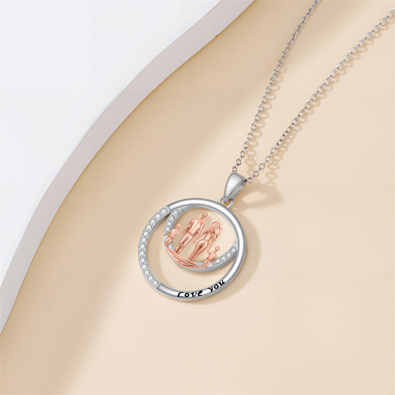 Sterling Silver Family Pendant Necklace Engraved with Love You ...