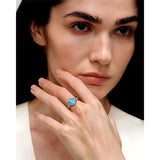 Sterling Silver Cushion Marquise Pear Round Oval Cut Turquoise Engagement Ring for Women