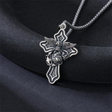 Sterling Silver Marines Cross Pendant Necklace for Men