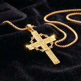14K Gold Plated Cross Pendant Necklace Religious Confirmation Jewelry