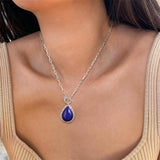 Sterling SilverTurquoise Red Coral Lapis Lazuli Malachite Paperclip Chain Necklace