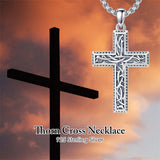 Sterling Silver Cross Christian Pendant Necklace for Men