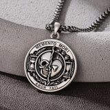 Sterling Silver Memento Mori Gothic Skull Amulet Pendant Necklace for Men