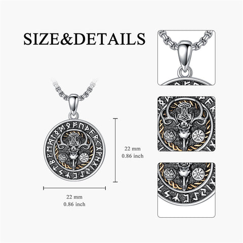 Sterling Silver Amulet Medal  St Sebastian Saint Christopher Viking Deer Pendant Necklace