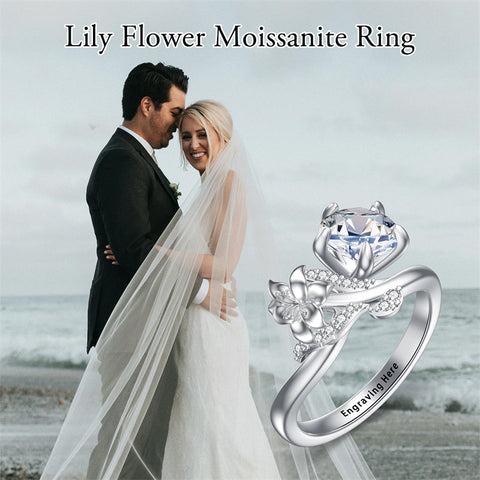 Sterling Silver Moissanite 12 Months Birthflowers Ring