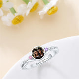 Sterling Silver Personalized Birthstone Photo Class Ring for Women