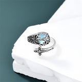 Sterling Silver Vintage Moonstone Turquoise Moss Agate Opal Tree of Life Spoon Rings