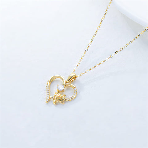14K Gold Sea Turtle & Mother and Child Pendant Necklaces