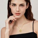 10K 14K 18K Gold  Personalized 1-4 Birthstones Engraved Heart Necklace for Women