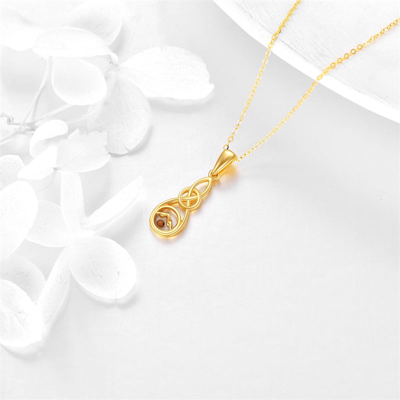 14K Solid Gold Mustard Seed Necklace Celtic Knot Mustard Seed Pendant