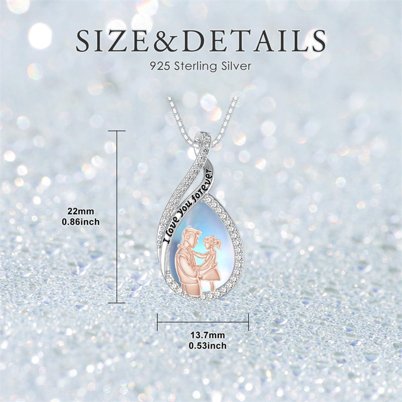 Sterling Silver Moonstone FatherDaughter Pendant Necklace Engraved wi — free download