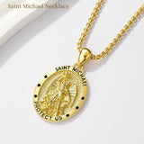Patron Saint Medals Protection  14K Gold Plated Necklace for Men