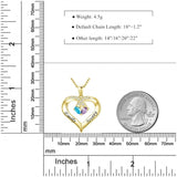 14K Gold 2  Simulated Birthstone Personalized Engraved Pendant Necklace for Women
