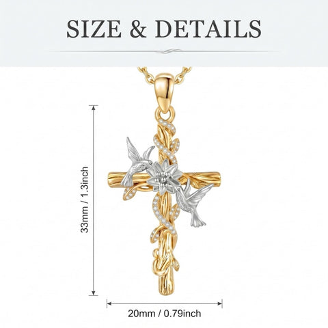 14K Gold Plated Cross Pendant Necklace Faith Jewelry Gift for Women