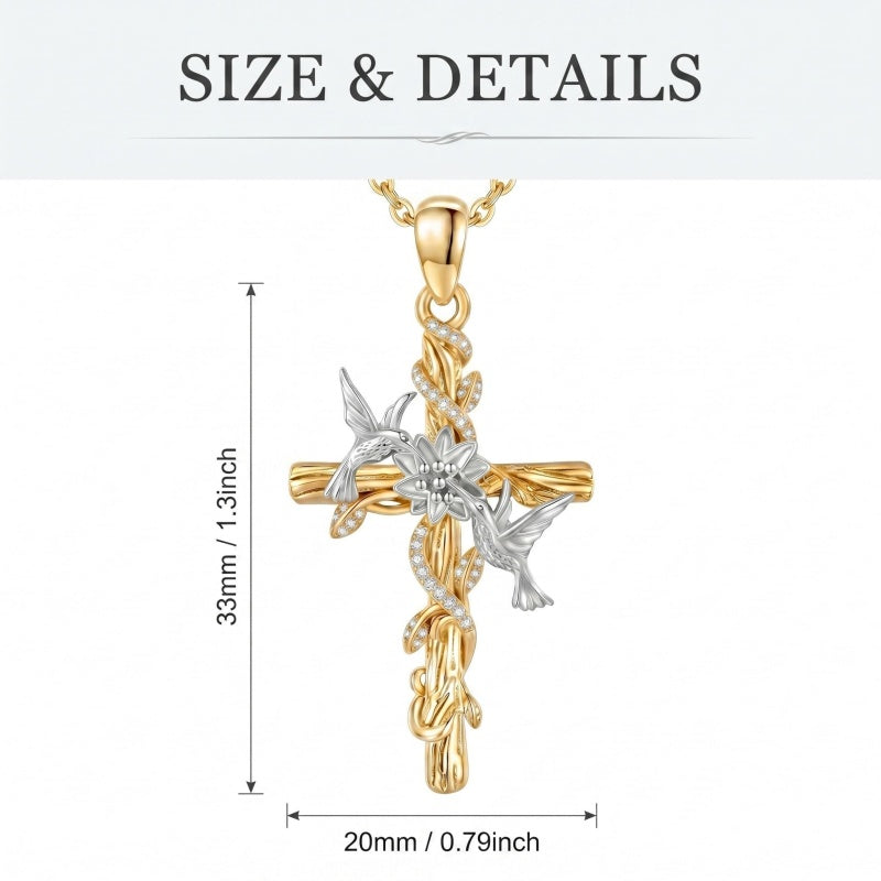 14K Gold Plated Cross Pendant Necklace Faith Jewelry Gift for Women
