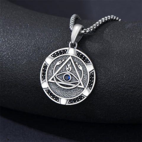 Sterling Silver AA Sobriety Snake Pendant Necklace for Men