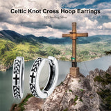 Sterling Silver Cross Celtic Knot Turquoise Hoop Earring for Men