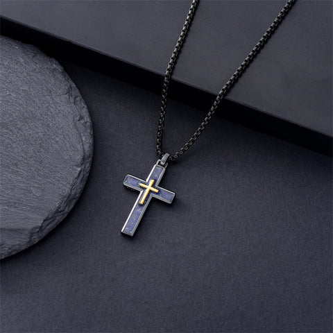 Sterling Silver Cross Religious Necklace for Men