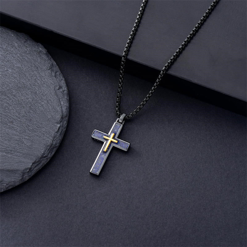 Sterling Silver Cross Religious Necklace for Men