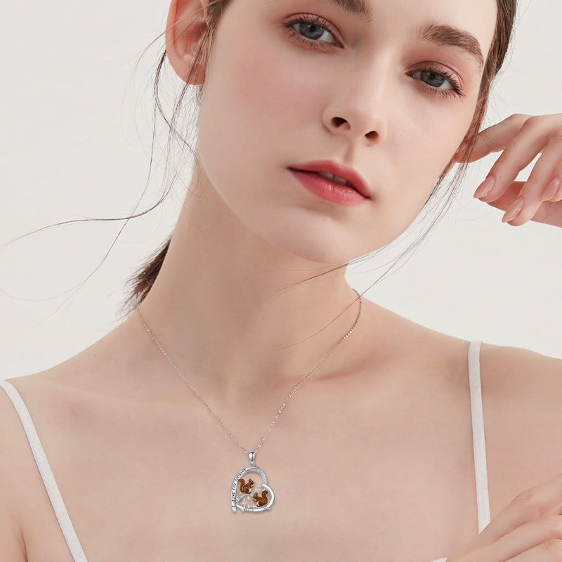 Sterling Silver Mother Daughter Squirrel Monkey Butterfly Bee Owl Necklace Engraved I Love You Forever