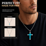 14K Gold Plated Turquoise Lapis Lazuli Cross Necklace for Men with Adjustable Chain