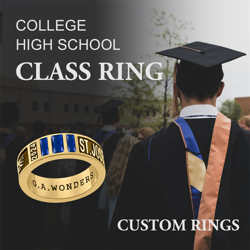 Sterling Silver Class Of 2018 Graduation Ring With Birthstone – Personalized CZ High School Ring