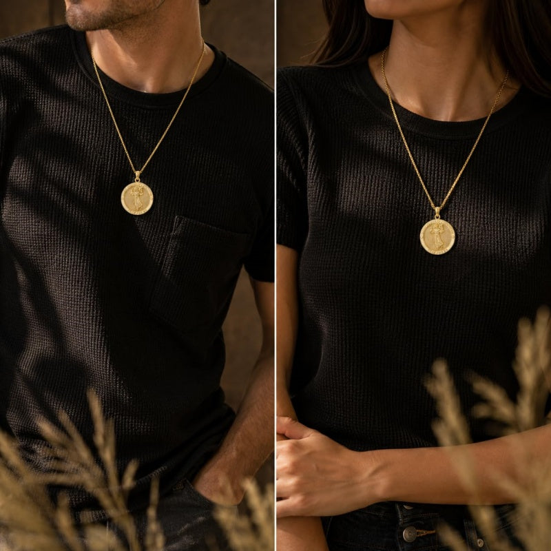 Patron Saint Medal Gold Plated Catholic Pendant Christian Religious Necklace Amulet Jewelry