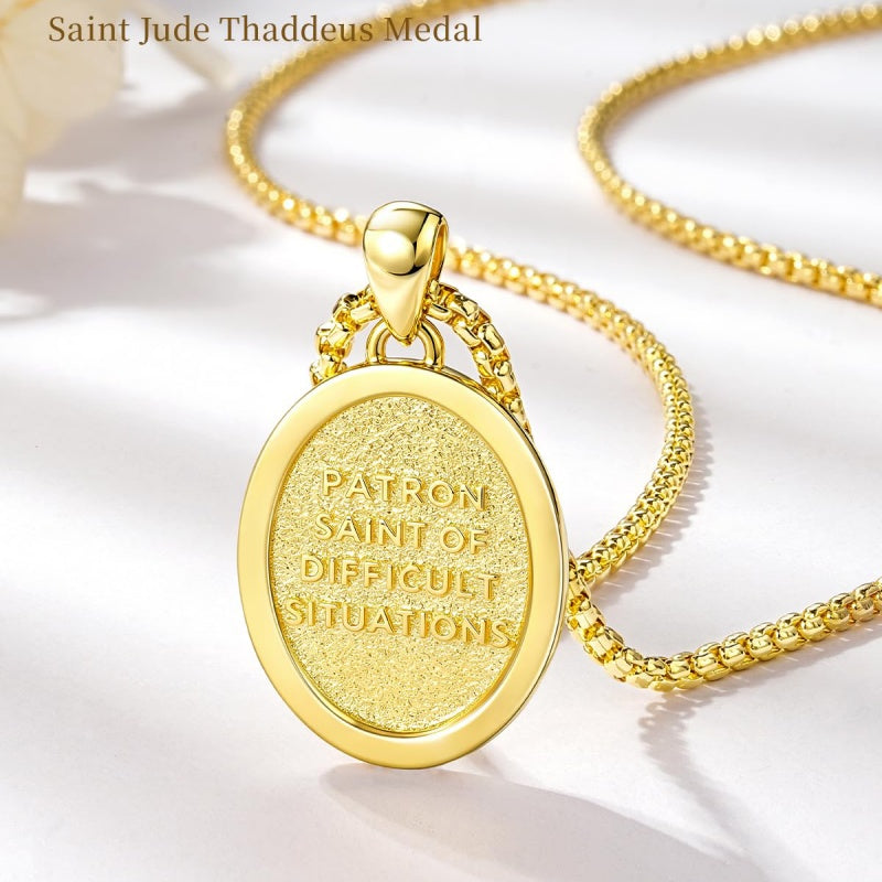 Patron Saint Medals Protection  14K Gold Plated Necklace for Men