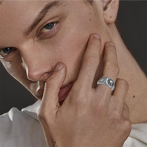 Sterling Silver Gothic Skull  Momento Mori Memento Mori Signet Ring