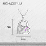 Sterling Silver Cubic Zircon Hummingbird Cancer Awareness Pendant Necklace Gifts for Women
