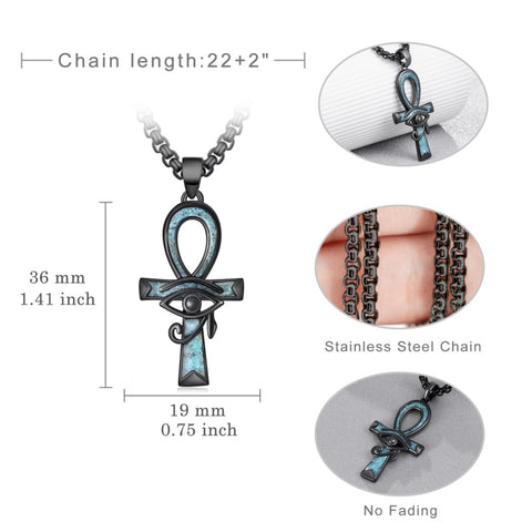 14K Gold Plated Turquoise Wolf Thor's Hammer Ankh Dragon Lion Compass Crucifix Pendant Necklace for Men